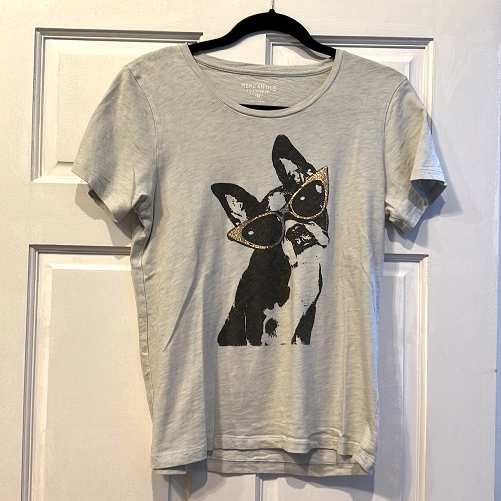 J. Crew Mercantile Collector tee Boston Terrier or French Bulldog size M